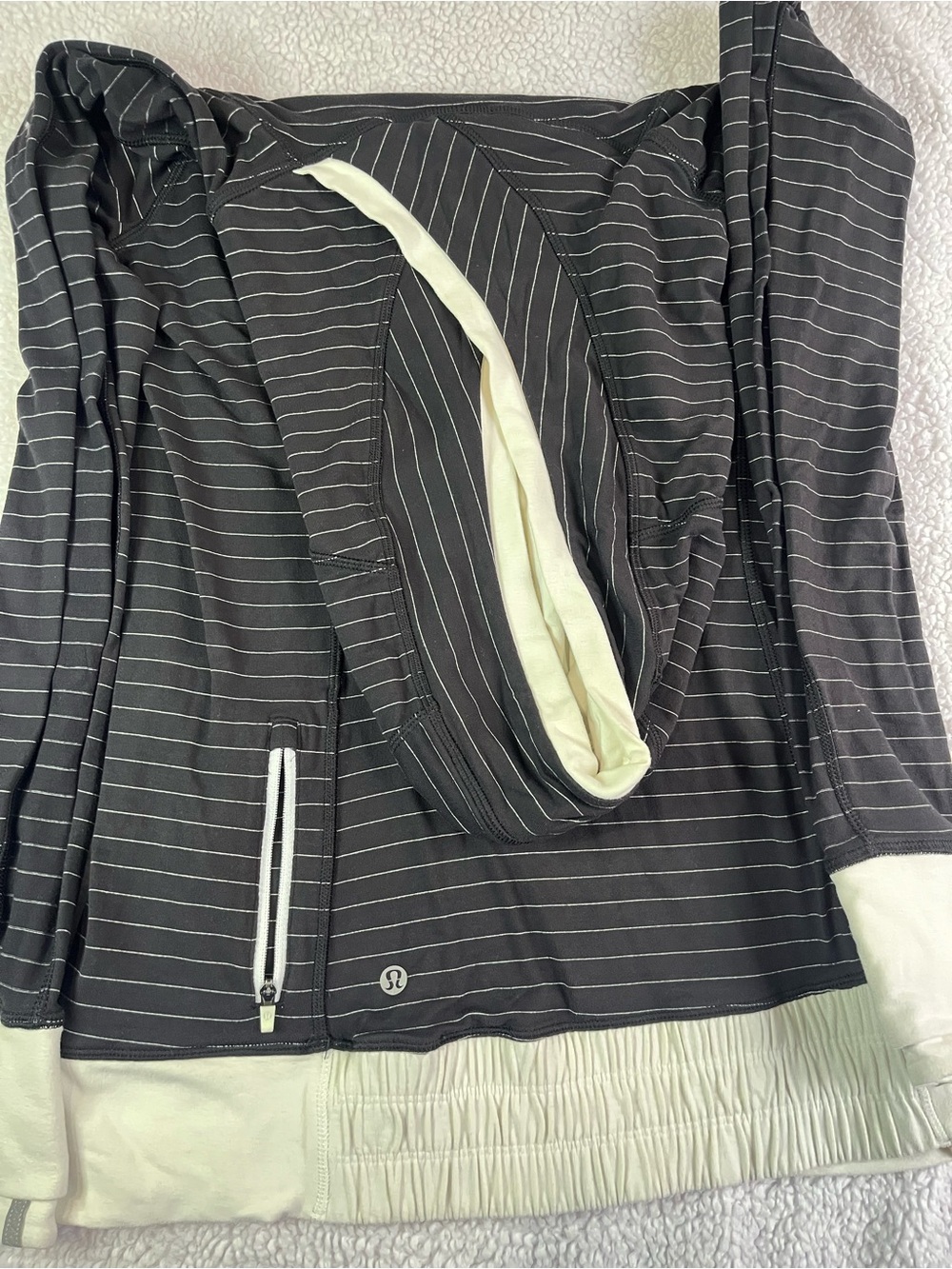 lululemon athletica Black & White Striped Full-Zip Hoodie